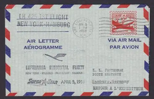 Flugpost Brief Air Mail USA Ganzsache Aerogramm Lufthansa Super Star AMF IDL