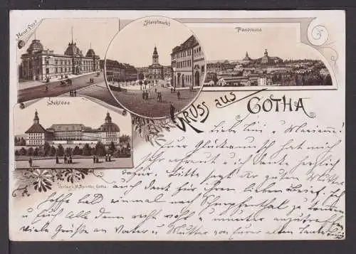 Ansichtskarte Gotha Thüringen 1897 Schnepfenthal Schloss Panorama Hauptmarkt