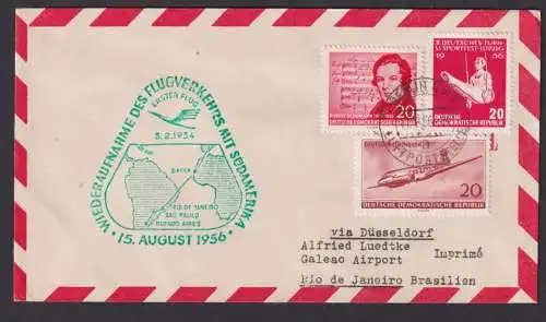 Flugpost Brief Air Mail Lufthansa wiederaufnahme Südamerika DDR Zuleitung