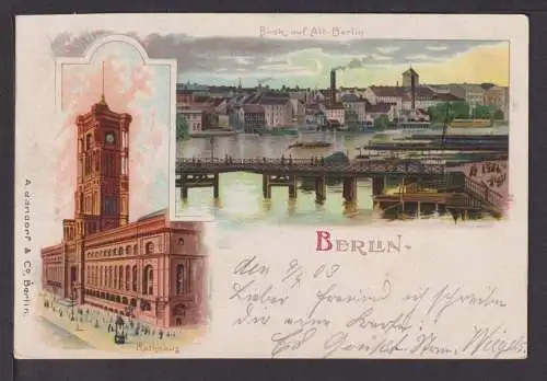 Litho Ansichtskarte Berlin Alt Berlin Rathaus 1901 Lübeck Schleswig-Holstein