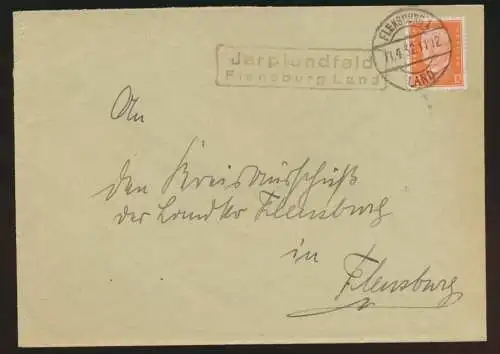 Landpoststempel Jarplundfeld Flensburg Land Schleswig Holstein Deutsches Reich