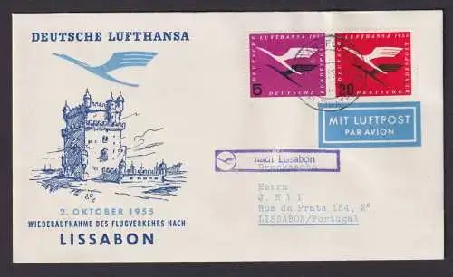 Flugpost Brief Air Mail Bundesrepublik Lufthansa Frankfurt Lissabon Portugal 55