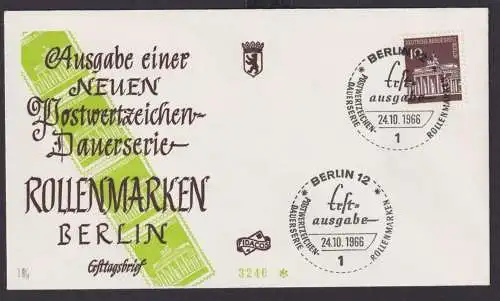 Berlin Brandenburger Tor Brief FDC Rollenmarken 1966