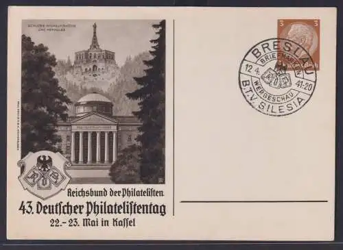 Breslau Kassel Deutsches Reich Brief Privatganzsache Philatie Hindenburg int SST