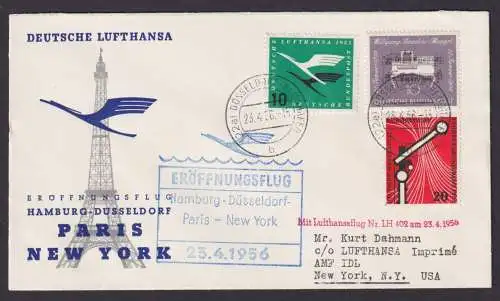 Flugpost Brief Air Mail Lufthansa Bundesrepublik Düsseldorf New York City USA 56