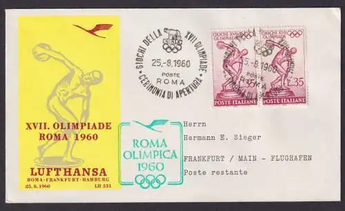 Flugpost Brief Air Mail Lufthansa Italien schöne MEF Rom Frankfurt Hamburg XVII