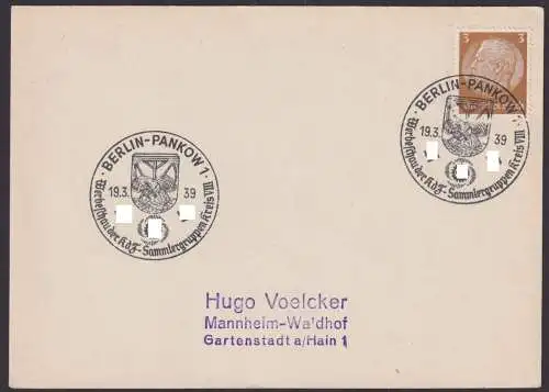 Postkarte Deutsches Reich Berlin Pankow Mannheim Waldhof Philatelie Werbeschau