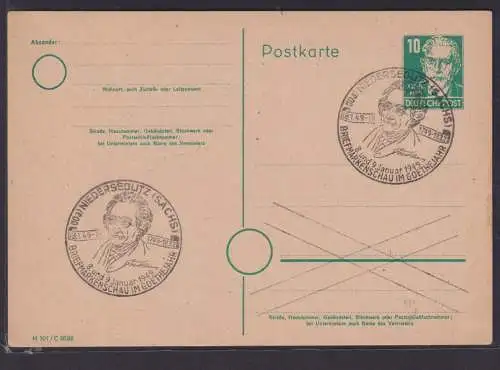 DDR Niedersedlitz Philatelie Ganzsache Bebel Briefmarkenschau Goethejahr Sachsen