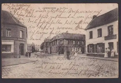 Ansichtskarte Corbehem Frankreich Stadtplatz Feldpost Herford