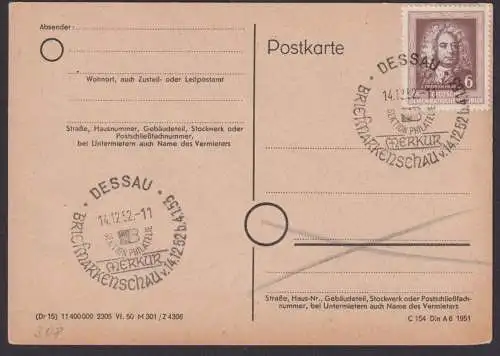 DDR 308 Händel Musik Komponist SST Dessau Philatelie Merkur Briefmarkenschau