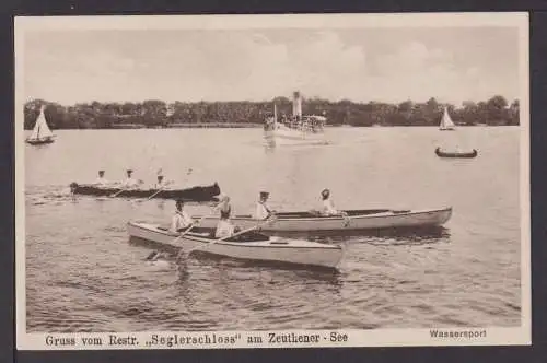 Ansichtskarte Wassersport Schiffe Seglerschloss Zeuthener See Brandenburg Berlin