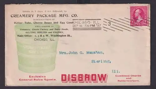 Chicago Illinois USA toller Reklame Brief Creamery Package MFG Co. Sterling 1897