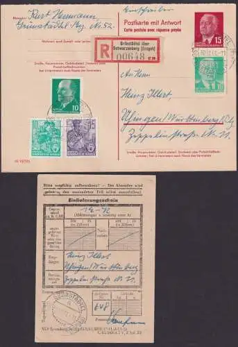 DDR R Ganzsache P 65 Antwort+ZuF GAA Ganzusachen Ausschnitt Landpost Grünstädtel