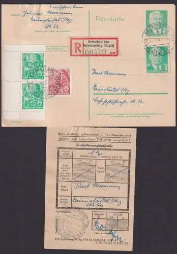 DDR R Ganzsache + GAA Ganzsachenausschnitt + Heftchen ZD Aufbau Landpoststempel