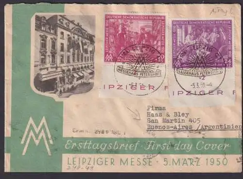 DDR 248-249 Leipzig Messe Destination Buenos Aires Argentinien selt. gelauf. FDC