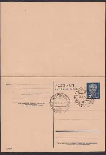 DDR Ganzsache Pieck P 51 02 F/A Landpoststempel Grünstädtel Schwarzenberg