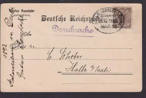 Deutsches Reich Bahnpost Zug 245 EF Drucksache 3 Pfg. Reichspost Halle Saale