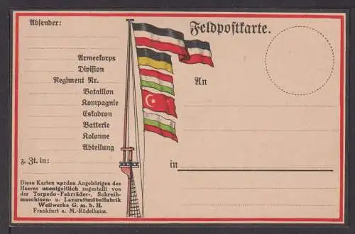 Ansichtskarte Feldpostkarte Flaggen I. Weltkrieg