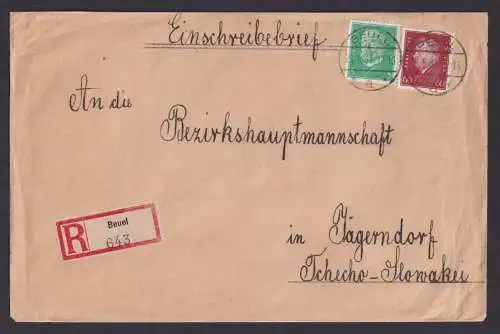 Deutsches Reich R Brief MIF Reichspräsidenten Ebert Hindenburg Beuel Jägerndorf