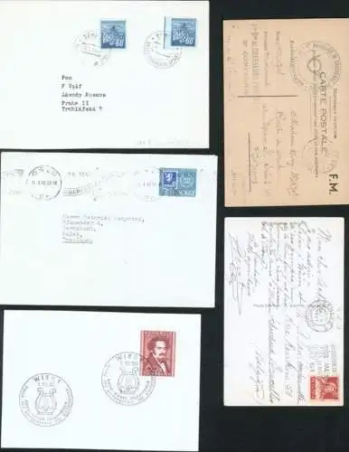 Sammlung Musik inter. Lot von 16 alten Briefen und Ganzsachen Stempel