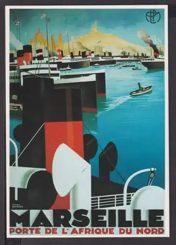 Art Deco Reklame Künstler Ansichtskarte Schiffe Marine Marseille Roger Broders