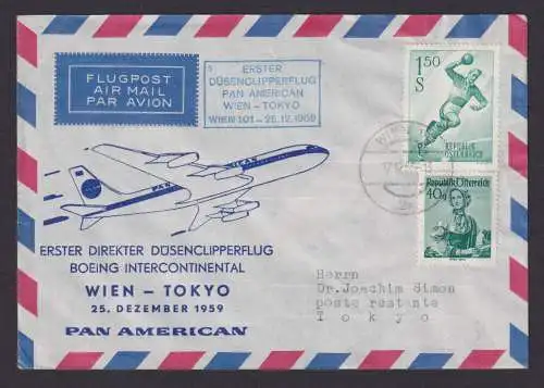 Flugpost Brief Air Mail Pan American Wien Österreich Tokio Japan Düsenclipper