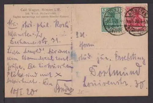 Ansichtskarte Münster i.W. NRW 1920 Cafe Wagner Seltene Innenansicht Dortmund