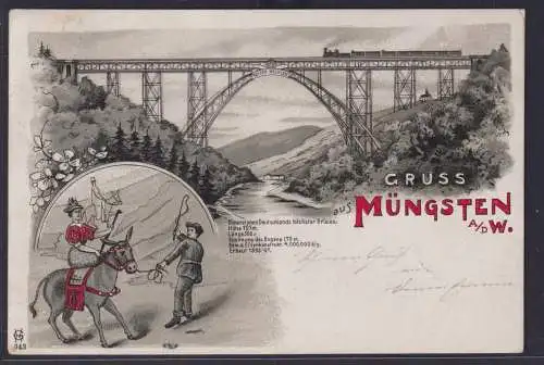 Ansichtskarte Müngsten Kaiser Wilhelm Brücke Müngstener Brücke Wupper Fluss NRW