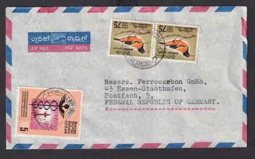 Ceylon Sri Lanka Asien schöner Flugpost Brief MiF Tiere Vögel n Essen Stadthafen