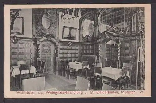 Ansichtskarte Münster i.W. NRW 1910 Weinstuben Weingrossh. Beiderlinden Freiburg