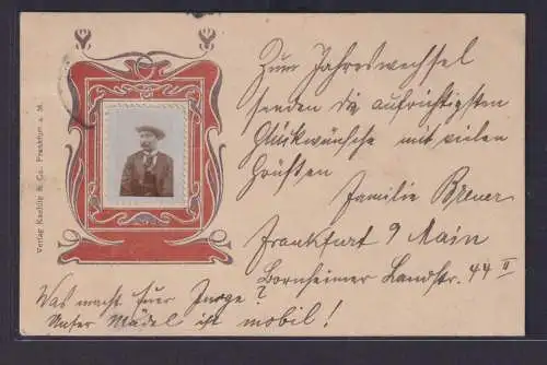 Ansichtskarte Jugendstil Art Nouveau Briefmarken Applikation Verlag Kaehlig