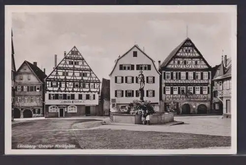 Ansichtskarte Leonberg Marktplatz Altdeutsche Bierstube Gasthaus Brunnen Baden