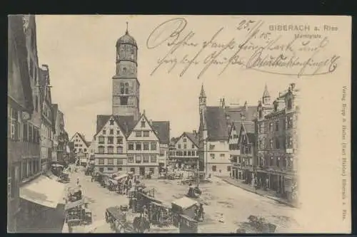 Ansichskarte Biberach Rhein Marktplatz Holzmarkt Verlag Bopp & Haller Amstetten