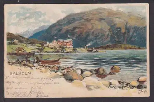 Ansichtskarte Balholm Norwegen 1898 Bensheim Hessen