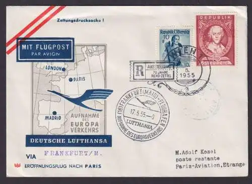 Flugpost Brief Air Mail Lufthansa Wien Österreich 70 Jahre Reko Zettel Paris