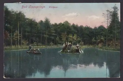 Ansichtskarte Bad Lippspringe NRW Teich Boot Insel n. Häver NRW