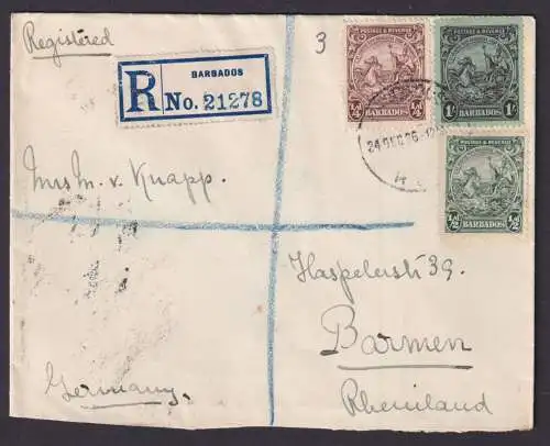 Briefmarken Barbados R Brief MIF R.L.O. Kolonialsiegel Wuppertal Barmen