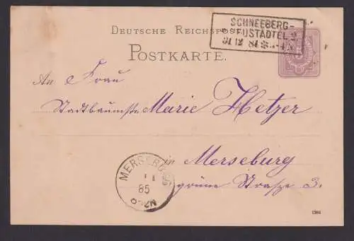 Briefmarken Deutsches Reich Ganzsache 5 Pfg. R3 Schneeberg Neustädtel Merseburg