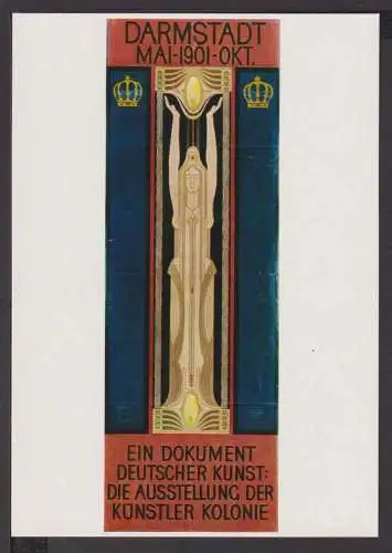 Jugendstil Art Nouveau Künstler Ansichtskarte Darmstadt 1901 Die Ausstellung