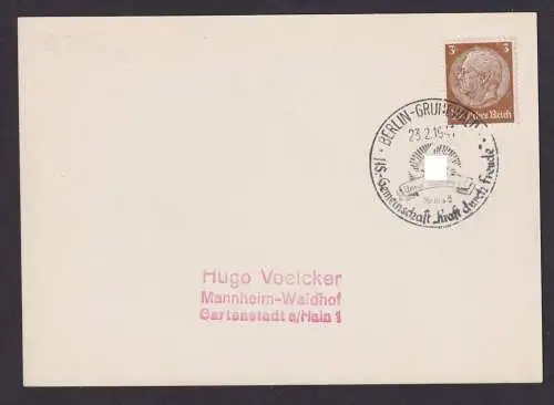 Postkarte Deutsches Reich Berlin Grünewald SST NS Gemeinschaft K.d.F. Mannheim