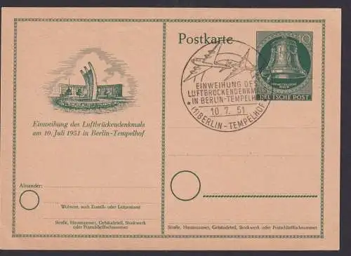 Flugpost airmail Luftpost Berlin Ganzsache P 24 mit SST Luftbrücke KatWert 25,00