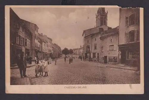 Ansichtskarte Chateau Salins Frankreich Strassenansicht Karte mit Kantenschäden