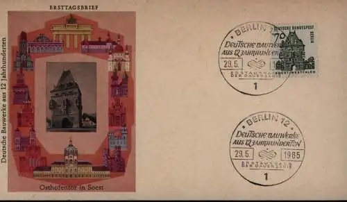 Berlin Brief 248 FDC 70 Pfg. Bauwerke auf schönem FDC Brandenburger Tor