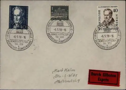 Berlin Brief 171 FDC per Eilboten SST Berlin Beamtenbund Kongresshalle