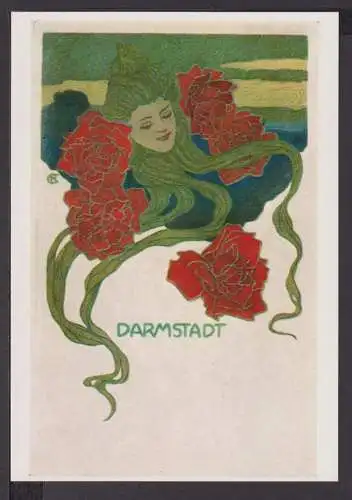 Jugendstil Art Nouveau Künstler Ansichtskarte Darmstadt Hans Christiansen