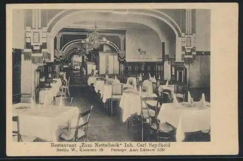 Ansichtskarte Berlin Kleiststr. 18 Restaurant Zum Nettelbeck Carl Seydbold nach