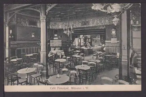 Ansichtskarte Münster i.W. NRW 1906 Cafe Prinzipal Seltene Innenansicht Leipzig