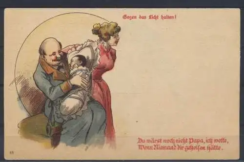 Ansichtskarte Litho Halt gegen das Licht Humor Duwärst noch nicht Papa wenn dir