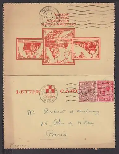 Schiffspost Großbritannien Brief Canadian Pacific Steamship Montclare Paris