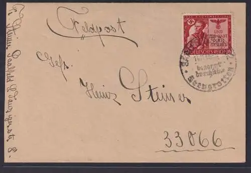 Deutsches Reich Feldpost Brief EF 863 Feldherrnhalle München SST Saalfeld